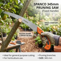 Spanco Pruning Saw 345mm | Double Action Teeth Pruning Cutter | Fixed Handle Gardening Saw