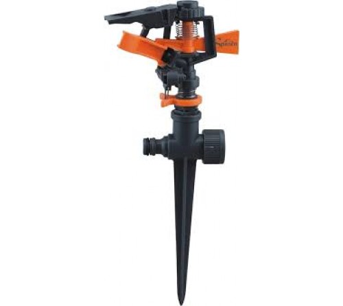SPANCO Plastic Impulse Sprinkler with Plastic Spike | Adjustable Spray Distance up to 24m Diameter | Lawn & Garden Water Sprinkler | Easy Relocation