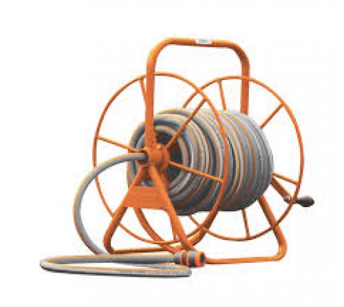 SPANCO Hose Reel Stand Push Wheel Type | Heavy-Duty Steel Hose Reel Cart | 150 Feet Hose Capacity | Garden Hose Storage Trolley (Without Hose)