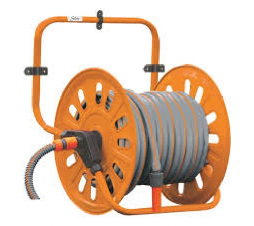 SPANCO Wall Mounted Hose Reel | Heavy-Duty Steel Garden Hose Reel | 150 Feet Hose Capacity | Wall-Mount Hose Storage Reel (Without Hose)