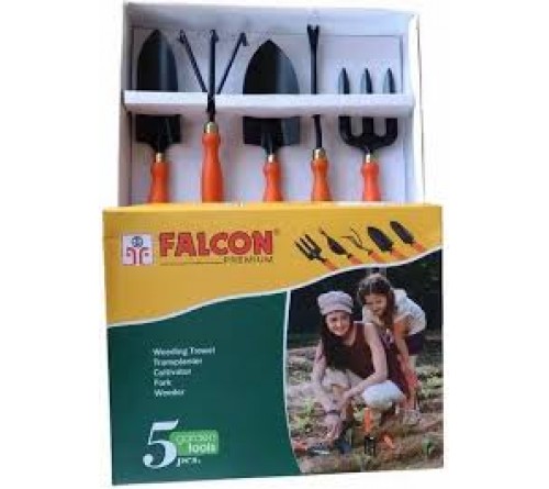 FALCON Garden Tool 5-Piece Set (Black Coated with Fixed Handles)
